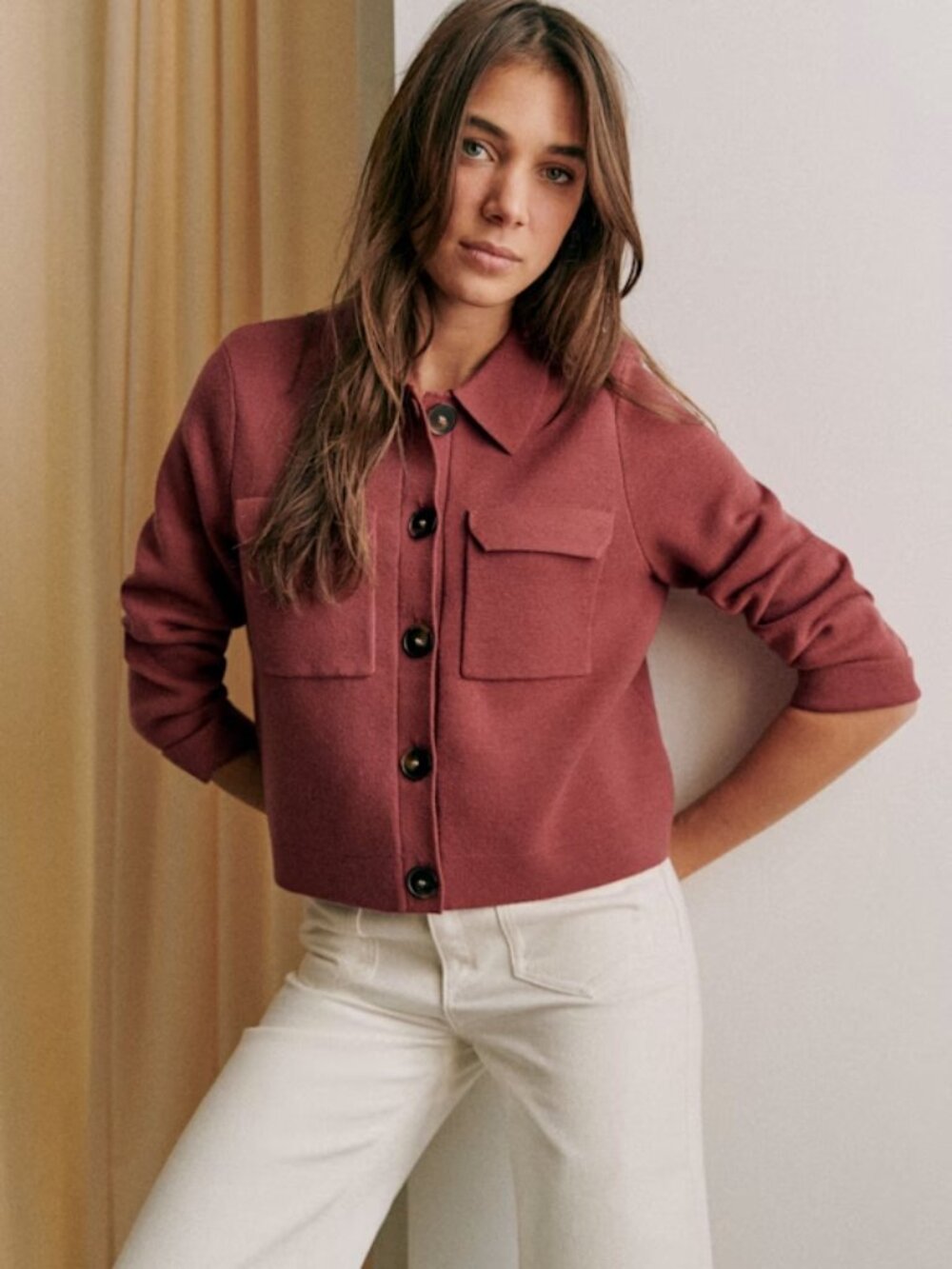 Sezane Betty Cardigan Rosewood - Size L